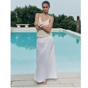 NWT Zara 100% Linen White Maxi Skirt